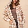 VERY J Fuzzy Plaid Long Sleeve Hooded Jacket -Little Loom Store 7936a8cd c29e 4f96 a16f 301924c3f50a Max