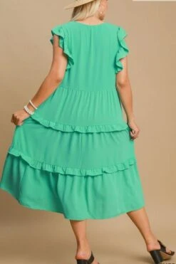 Umgee Full Size Ruffle Tiered Cap Sleeve Midi Dress Plus Size -Little Loom Store 794ff939 404f 4214 a510 3e5b679dbacc Min
