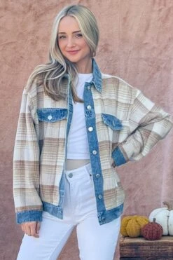 And The Why Full Size Washed Denim Detail Brushed Plaid Jacket -Little Loom Store 79d97440 2f0b 4f3a 9ed8 29ad19f50ee5 Max