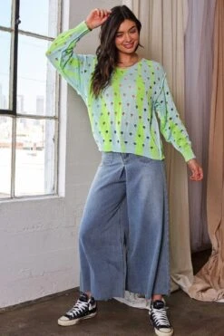 Davi & Dani Two-Tone Ribbed Hem Openwork Knit Top -Little Loom Store 7a449d43 0cb0 43cf b5b0 44a42ceed377 Max