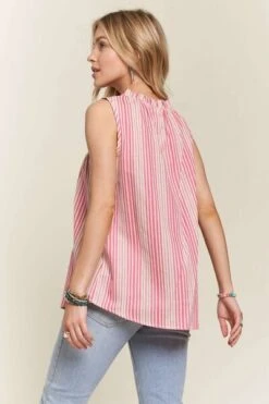 ADORA Contrast Striped Frill Round Neck Sleeveless Top -Little Loom Store 7b4527a8 dc01 4920 b9c4 e07f1809f9c8 Min