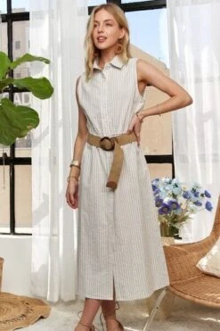 ADORA Striped Button Down Sleeveless Midi Dress -Little Loom Store 7b4e29aa bfcd 4880 aead 35bbbe18ec95 Min