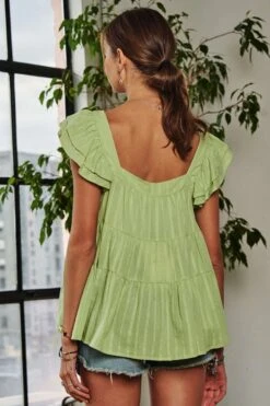 ADORA Ruffle Sleeve Babydoll Tunic Top -Little Loom Store 7b9e1c295c37404f9088c14eec389f5b Max Origin