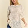 Davi & Dani Side Slit Openwork Round Neck Half Sleeve Knit Cover Up -Little Loom Store 7d5c6500 6511 42f3 9978 84f47b0c005f Max