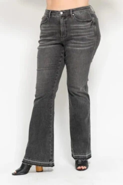 Judy Blue Full Size Mid Rise Tummy Control Washed Gray Release Hem Flare Jeans Plus Size -Little Loom Store 7df127a7 a2de 4800 a9ae 62abdaef6d65 Max Origin