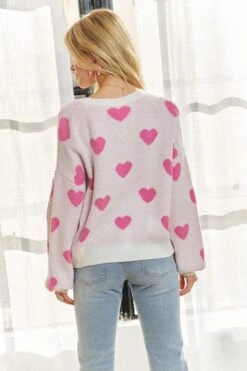 ADORA Heart Round Neck Drop Shoulder Sweater -Little Loom Store 7ee98391 83b8 48a9 bc24 24a398f2d7da Max