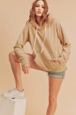 Aemi + Co Raw Hem Kangaroo Pocketed Drawstring Hoodie -Little Loom Store 7eebb835 eba7 43b2 aa50 983a05bbd89c Max