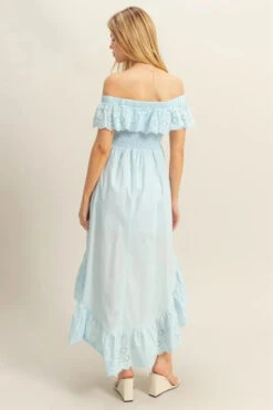 HYFVE High-Low Eyelet Ruffled Off-Shoulder Dress -Little Loom Store 7f326bd8 c1e8 4927 abf1 838c3636342e Max Origin