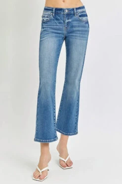 RISEN Full Size Low Rise Crop Flare Jeans Plus Size