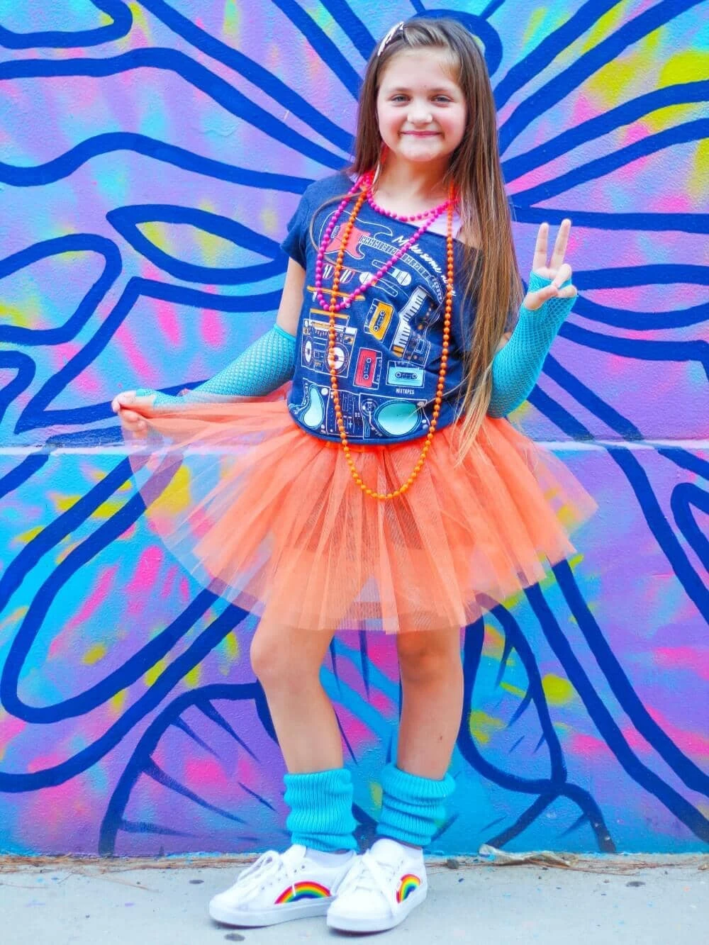 80s Tutu Costume Outfit For Toddlers & Little Girls - 4 Piece Dress Up Set 7 80s Tutu Costume Outfit For Toddlers & Little Girls - 4 Piece Dress Up Set - Image 5