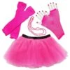 80s Costume For Teens Or Women In Neon Hot Pink With Tutu & Accessories -Little Loom Store 80 s HP