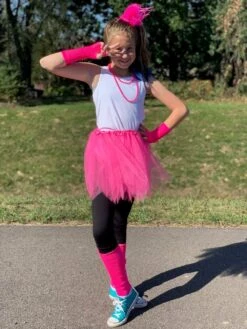 80s Tutu Costume Outfit For Kids, Adults, Plus Size - 4 Piece Dress Up Set -Little Loom Store 80 s Pink Costume s 1 2