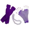 80s Costume Accessories Set In Purple - Leg Warmers, Fishnet Gloves, Beads -Little Loom Store 80sAccessories Purple