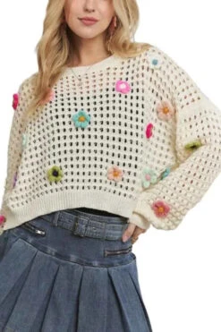 ADORA Floral Patch Detal Crochet Crop Top -Little Loom Store 8177a33231c945b49394a0b4f0790b83 Max Origin