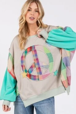 SAGE + FIG Contrast Peace Patch Dropped Shoulder Sweatshirt -Little Loom Store 819b8d43 13df 46e2 bcc6 60355825422c Min