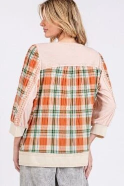SAGE + FIG Exposed Seam Button Detail Plaid Top -Little Loom Store 81e50fa6 ea3f 40c0 b3f6 40e88f35c037 Min