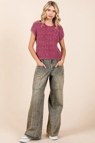 Mittoshop Washed Wide Leg Jeans With Pockets 8 Mittoshop Washed Wide Leg Jeans With Pockets - Image 6