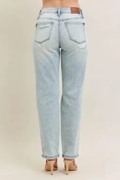 Judy Blue Full Size Mr Repair Stitch Detail Destroy Single Cuff Bf Jeans Plus Size -Little Loom Store 84361c7936fa42b89c2ba54f2c0097fc Max Origin