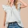 Ces Femme Plaid Notched Ruffled Cap Sleeve Blouse -Little Loom Store 84f1da9e 0551 4174 be5d 6a3952f26750 Min
