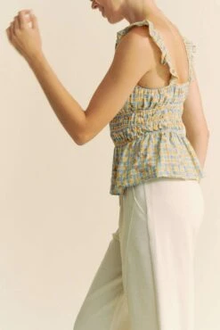 Davi & Dani Plaid Ruffled Strap Smocked Sleeveless Top -Little Loom Store 8524db407c8e4f12bb0597cae67e2c62 Max Origin