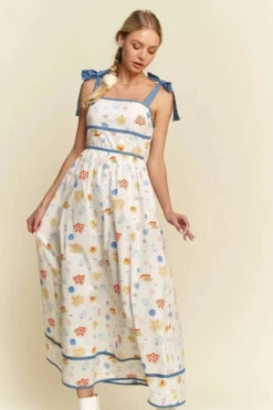 Davi & Dani Denim Binding Detail Smocking Summer Maxi Dress -Little Loom Store 8546b896f18b45a08650d84911125d60 Max Origin