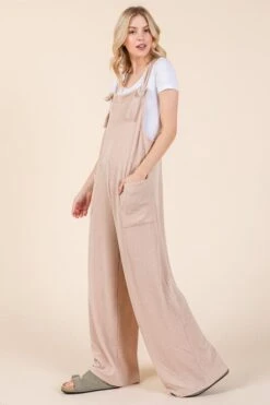 BOMBOM Knot Straps Wide Leg Ribbed Overalls With Pockets -Little Loom Store 856b29cd f5ac 43d9 9e78 740e635f953d Max