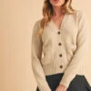 Aemi + Co Ribbed Hem Button Down V-Neck Cardigan -Little Loom Store 8572d19a 01d4 4b08 9f27 5003426ee247 Max