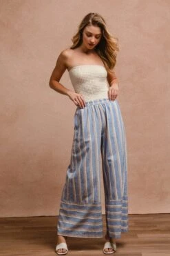 BiBi Striped Wide Leg Pants With Pockets -Little Loom Store 85d32655 e6d3 4b50 8883 64c9dcff372e Max