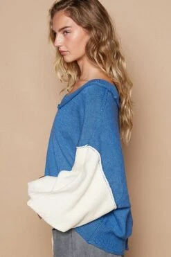 POL Exposed Seam Contrast V-Neck Lantern Sleeve Sweater -Little Loom Store 8620637d c6e9 4904 9fd9 2696b5372cc0 Max