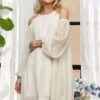 ADORA Cold Shoulder Balloon Sleeve Mini Dress