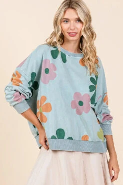 Mittoshop Mineral Wash Flower Print French Terry Sweatshirt -Little Loom Store 86b3c55a351e4eaaa6d61a2527b97edb Max Origin