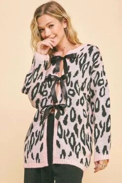 Davi & Dani Leopard Ribbon Tie Front Loose Fit Cardigan -Little Loom Store 86c34a2c b445 4478 87a8 9c4d8fa3d2fe Max