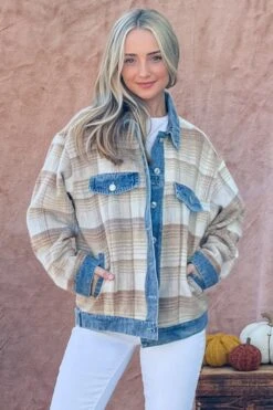 And The Why Full Size Washed Denim Detail Brushed Plaid Jacket -Little Loom Store 86f461a6 c25b 48de a531 1772652d1bb9 Max