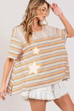 SAGE+FIG Accent Striped With Star Applique T-Shirt -Little Loom Store 87cbd70ea20544029f845572622b09bc Max Origin