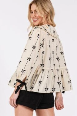 SAGE + FIG Bow Print Tie Front Babydoll Blouse -Little Loom Store 8a2df9d0 6ff1 4df9 a7a9 59e7c356e275 Min