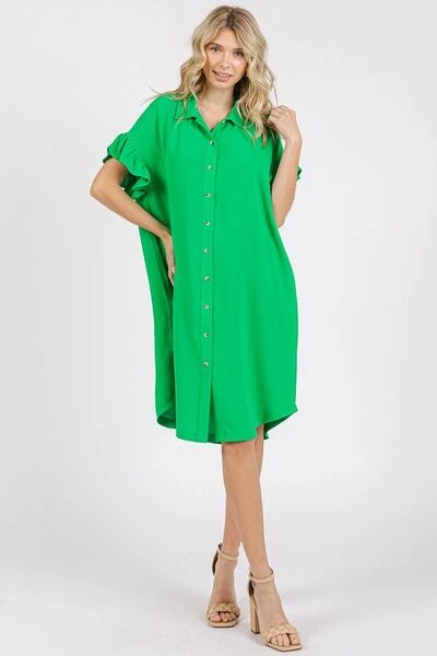 Mittoshop Button Down Flounce Sleeve Dress With Pockets 3 Mittoshop Button Down Flounce Sleeve Dress With Pockets