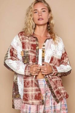 POL Crochet Plaid Patchwork Button Up Shirt -Little Loom Store 8b1439b3 95c4 4187 ab88 03c93fb74efd Max