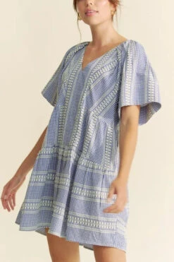 Davi & Dani Embroidered Stripe Ruffled Gingham Mini Dress -Little Loom Store 8b90f79e0fb04af19754514cccf9ad3c Max Origin