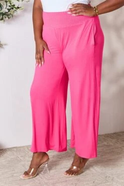 Double Take Full Size Smocked Wide Waistband Wide Leg Pants -Little Loom Store 8f6f09c2da404846859ee4c46d9280d5 Min