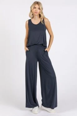 Mittoshop Yoga Air Stretch Elastic Waist Wide Leg Pants