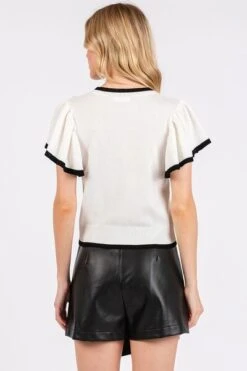 Mittoshop Contrast Trim Ruffled Cap Sleeve Knit Top -Little Loom Store 90b844d4 4c83 44d1 88ce 2dc93e209cca Min