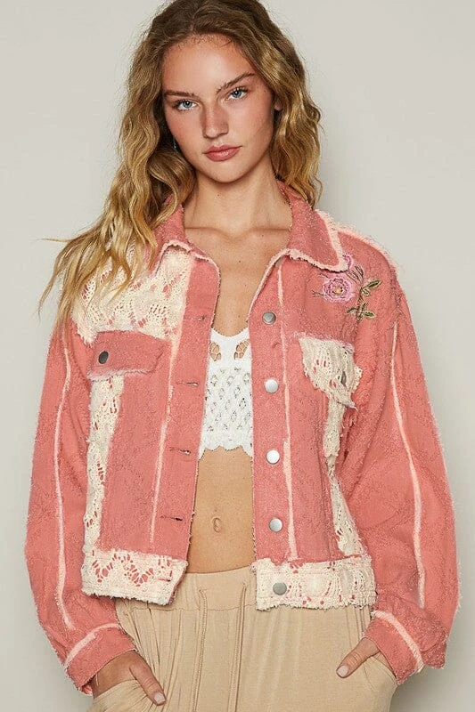 POL Crochet Patch Embroidered Button Up Jacket 3 POL Crochet Patch Embroidered Button Up Jacket