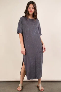 VERY J Plus Size Mineral Washed Casual Comfy Midi Dress -Little Loom Store 92006527220e44d1a5d5744c4f794018 Max Origin