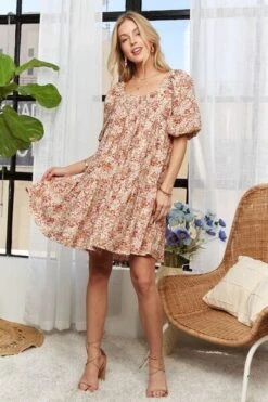 ADORA Floral Square Neck Puff Sleeve Dress -Little Loom Store 922d9000 7882 4d94 846a d2da2badda29 Min