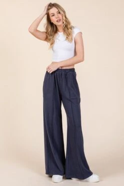 BOMBOM Elastic Waist Wide Leg Pants With Pockets -Little Loom Store 9288d213 15d7 44e2 8a21 ed7c71132a30 Max