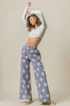 BiBi Flower Printed Side Pocket Wide Pants -Little Loom Store 92ac0d9b0c754c0db1bc54062bc61cad Max Origin