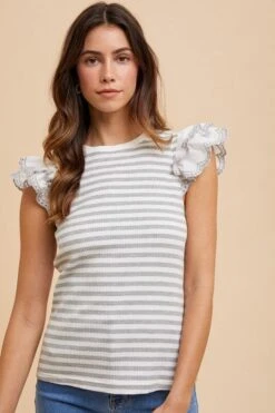 Annie Wear Ruffled Striped Round Neck Cap Sleeve Knit Top 10 Annie Wear Ruffled Striped Round Neck Cap Sleeve Knit Top -Little Loom Store 933c68cd 7e81 46bb 9a7f aa20dbbad16d Max