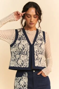 Davi & Dani Lace Patch Open Front Denim Vest -Little Loom Store 93479a01 8381 41e2 af0f 3b8a95cda22f Max