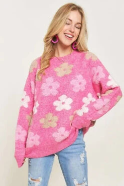 ADORA Full Size Floral Popped 2-Tone Sweater Top Plus Size -Little Loom Store 945c2561 dacb 432f 9297 bcc9e2c6046f Max Origin