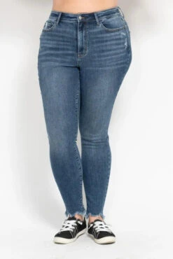 Judy Blue Plus Size High Waist Skinny Jeans With Destroy & Shark Bit Hem -Little Loom Store 94e63acc d1ec 4683 973c 21a18187e584 Max Origin